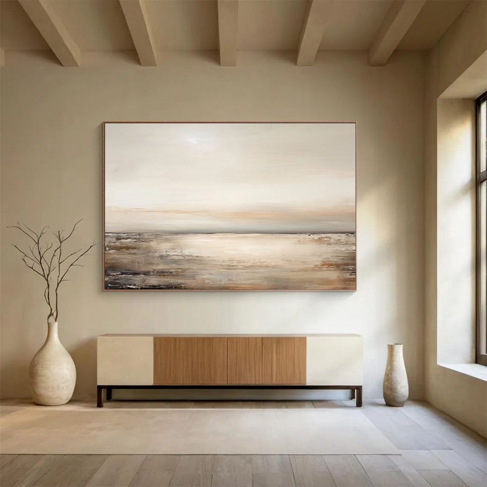 “Neutral Tones Seaside” Abstract Landscape Painting On Canvas DLZ102