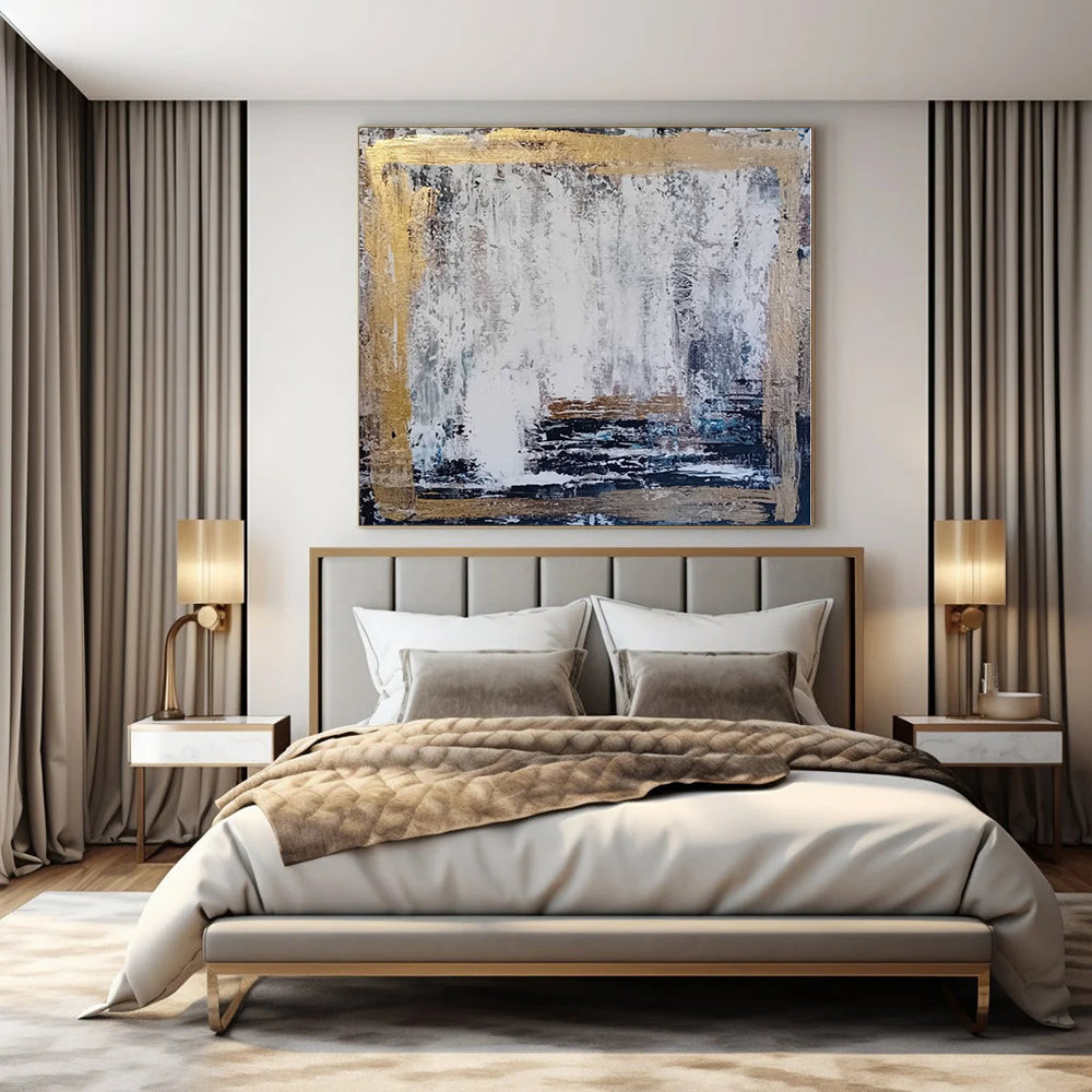 “Gold - Framed Textured Abstraction” – Abstract Textured Painting CT1198