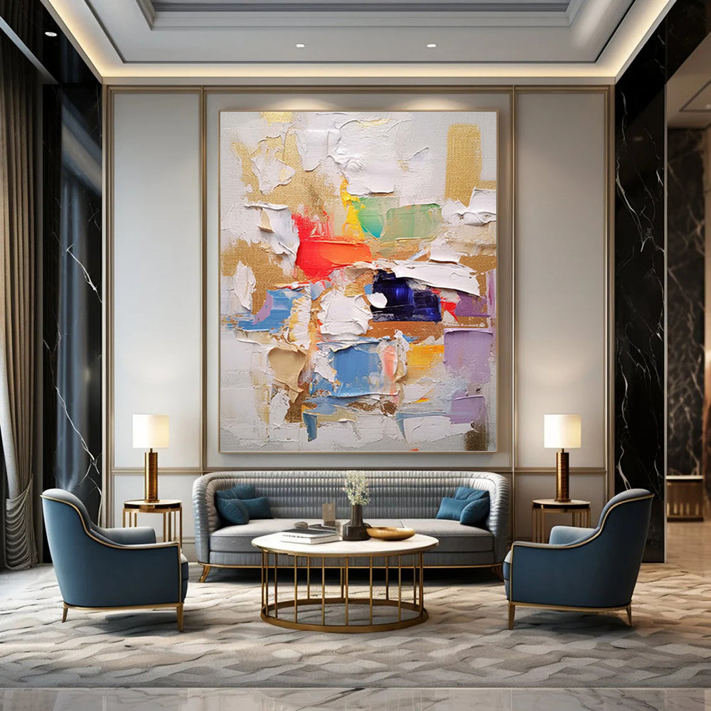 “Color - Blocked Impasto Abstraction” - Bold Abstract Painting On Canvas DKH1057