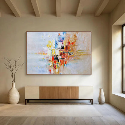 Colorful Abstract Cityscape - Textured Urban Painting On Canvas DLZ180