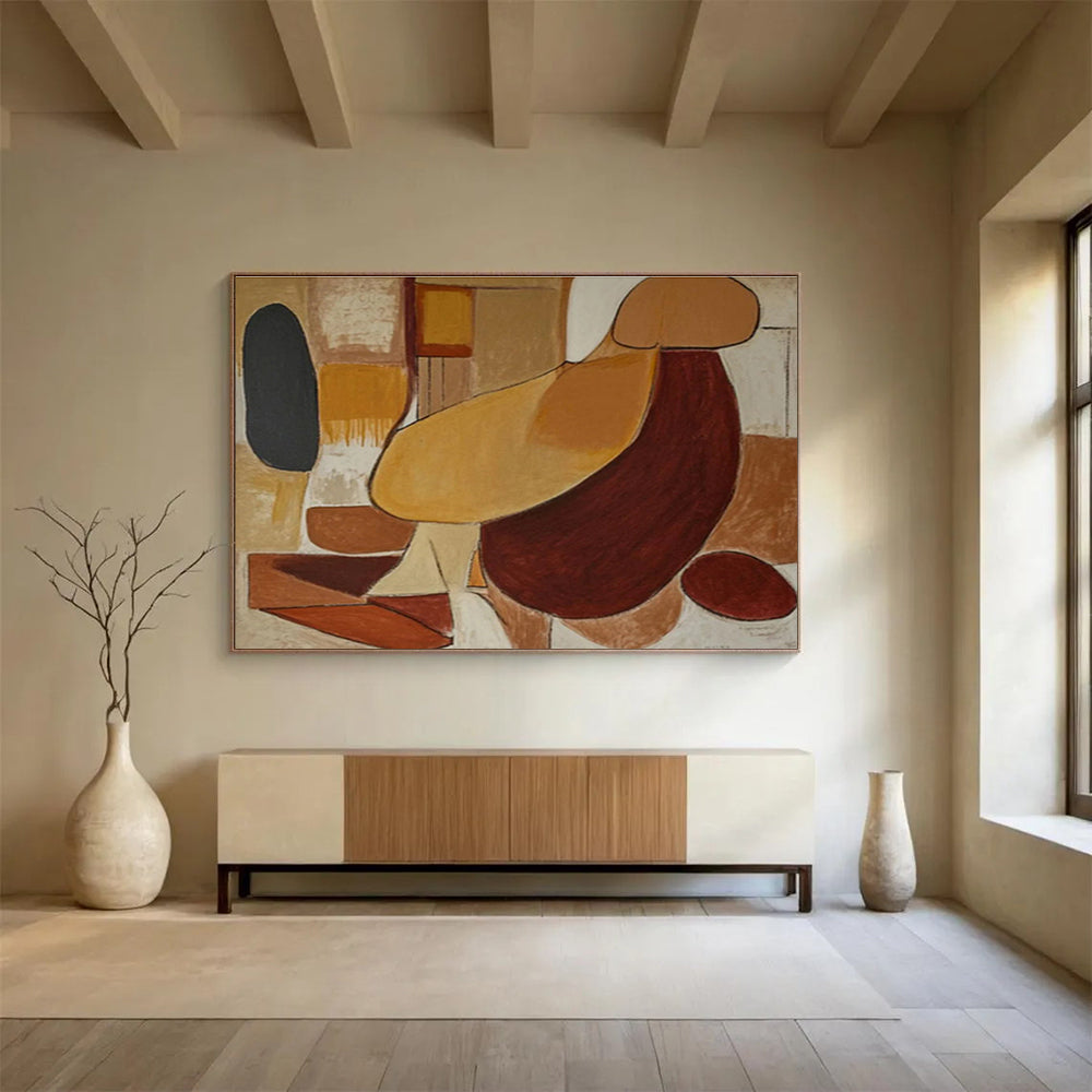 Earth - Tone Abstract “Subtle Earthy Shapes” Painting On Canvas DKH088