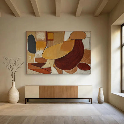 Earth - Tone Abstract “Subtle Earthy Shapes” Painting On Canvas DKH088