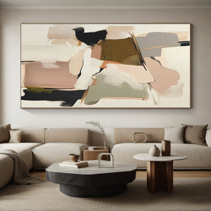 Muted Pink, Beige & Green Shapes, “Gentle Geometry” - Abstract Geometric Acrylic Painting CT0762