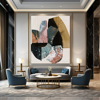 “Geometric Color Blocks” - Modernist Collage - Style Painting On Canvas DTP152