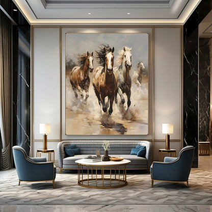 “Galloping Horses in Motion” – Dynamic Animal Oil Painting On Canvas CT2131