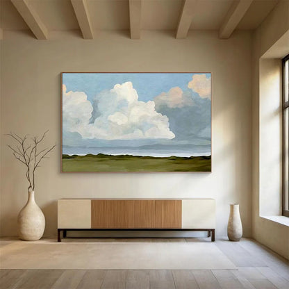 “Serene Cloudscape” Abstract Landscape Painting On Canvas DKH405