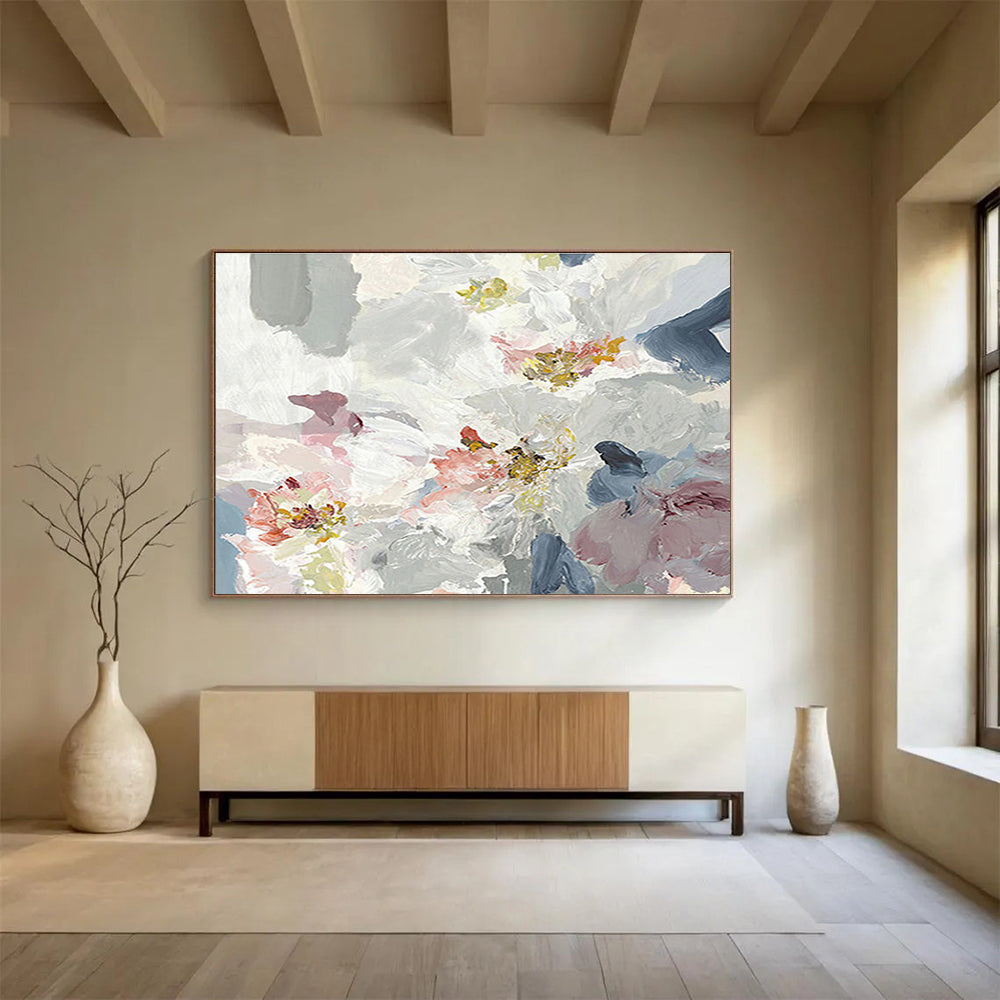 “Abstract Floral Blooms” Abstract Impasto Painting On Canvas DKH404