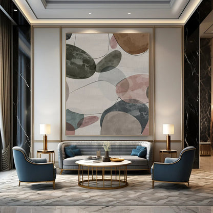 “Pastel Pebble Dream” - Colorful Oval Shapes Painting On Canvas DKH1157