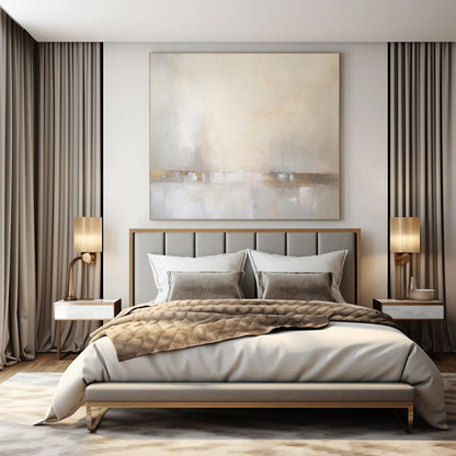 Soft Neutrals with Gold Hints - Minimalist Abstract Oil On Canvas CT1299