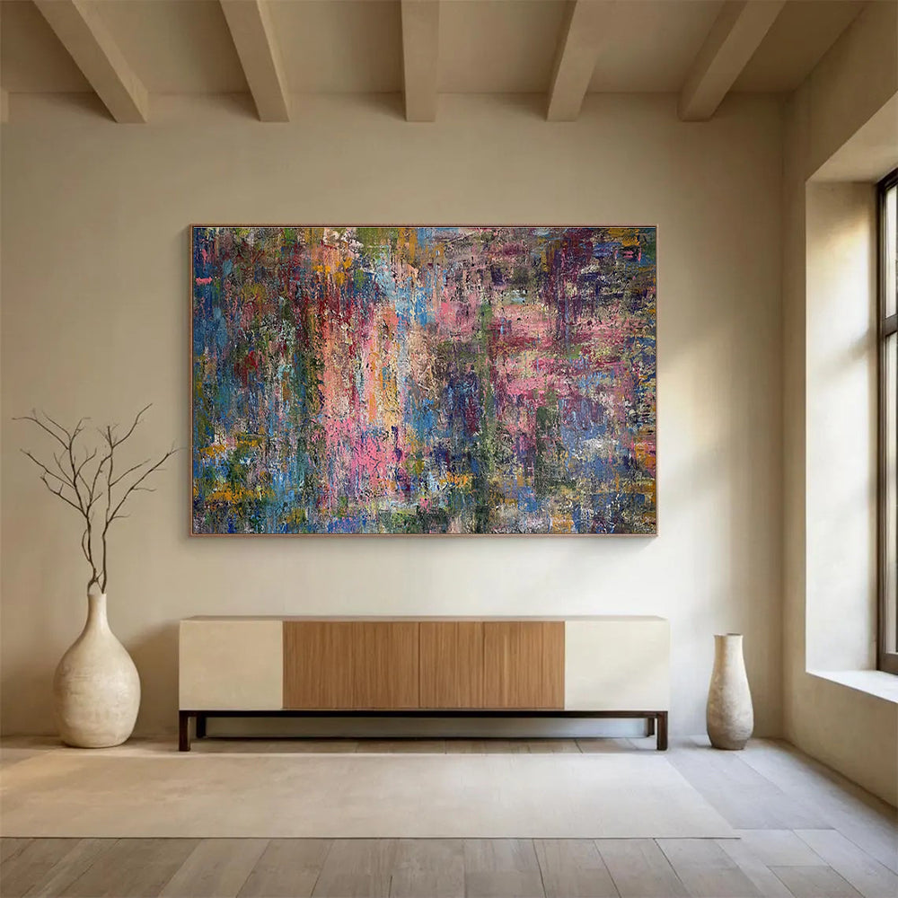 “Vibrant Chaos Abstract” - Multicolor, Textured Abstract Painting On Canvas DKH715