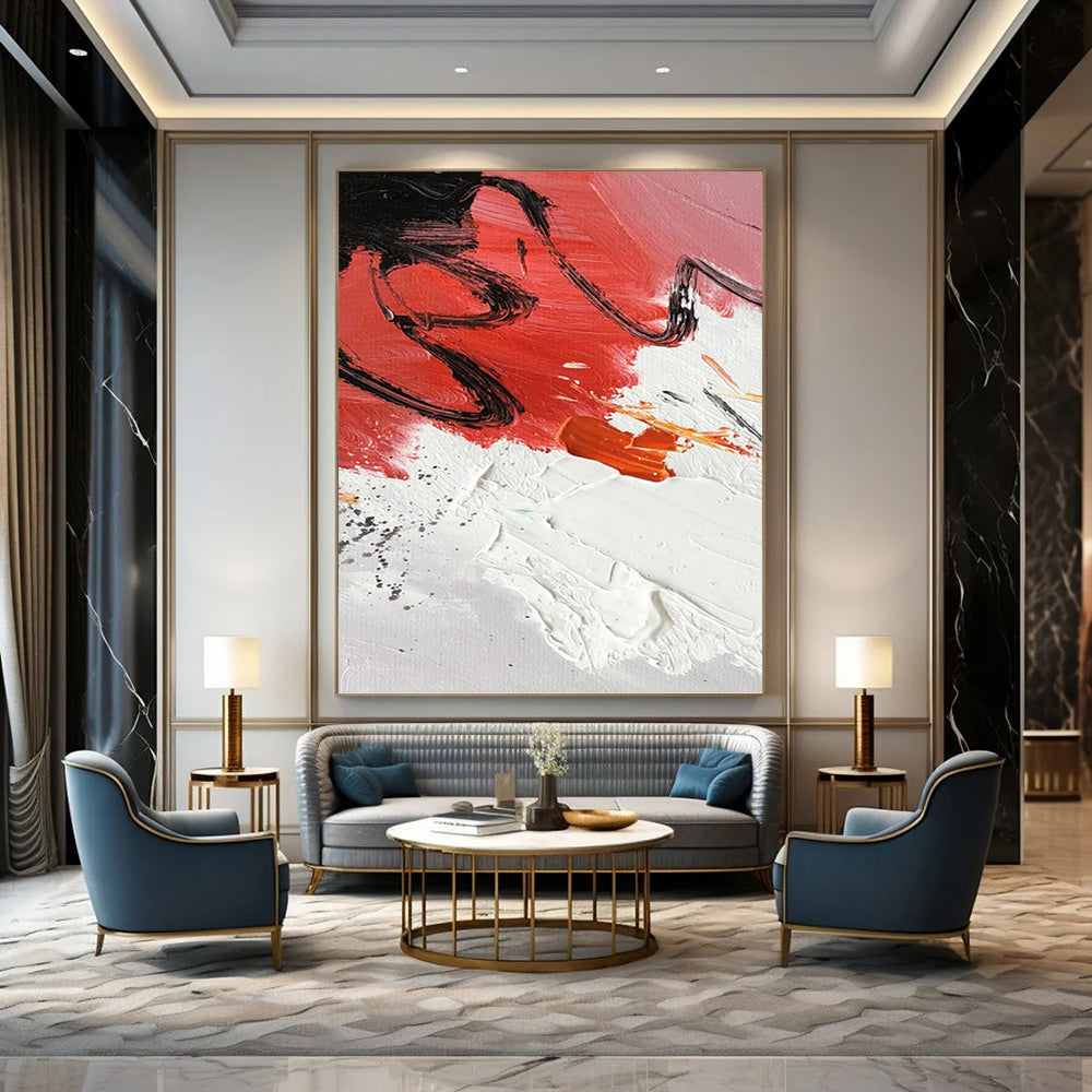 Red and Black Abstract Energy - Abstract Expressionist Painting On Canvas DKH1290