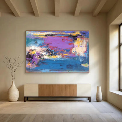 “Vibrant Purple and Blue Abstract Landscape” Painting On Canvas DKH161
