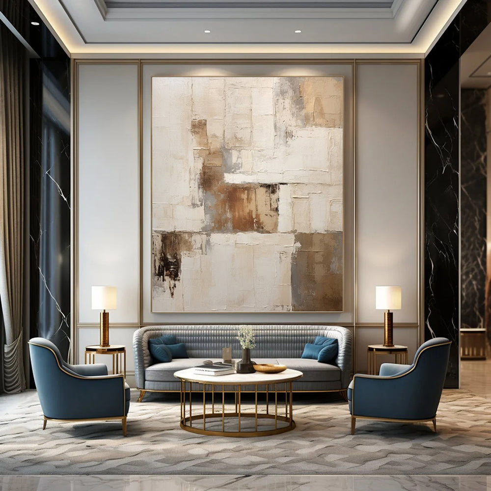 Textured Neutral Abstract Composition - Abstract Painting On Canvas DKH1310