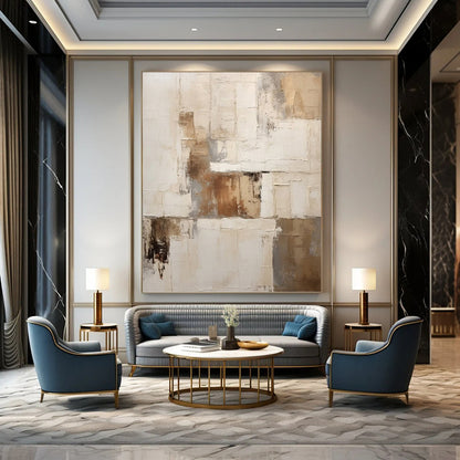 Textured Neutral Abstract Composition - Abstract Painting On Canvas DKH1310