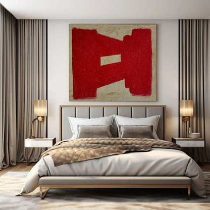 “Red - Beige Bold Symbol” – Abstract Symbol Art CT0992