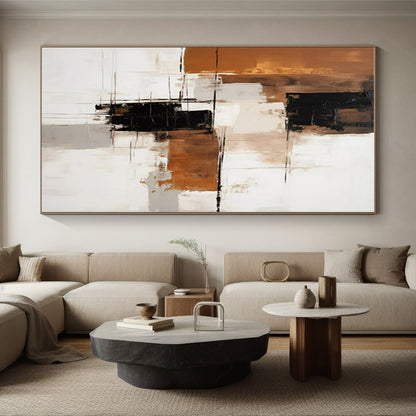 “White - Black - Brown Abstract Blocks” ，Abstract Acrylic Painting CT0836