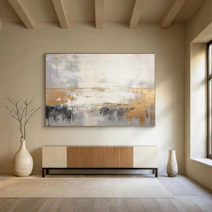 “Gilded Abstract Horizon” Abstract Painting On Canvas DLZ108