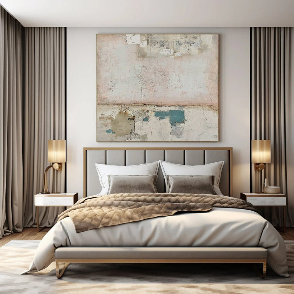 “Soft - Toned Textured Abstract” ，Abstract Textured Mixed - Media Art CT0954