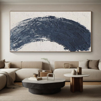“Thick Blue Crescent Stroke”，Abstract Impasto Style CT0680