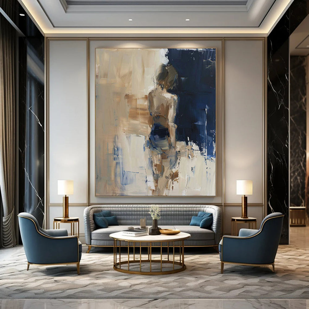 Neutral Tones, Figural Abstraction - "Nude in Haze" - Abstract Figurative Painting CT1830