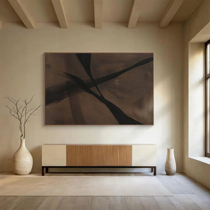 Brown and Black Abstract “Earthy Shadow Abstraction” Painting On Canvas DKH143