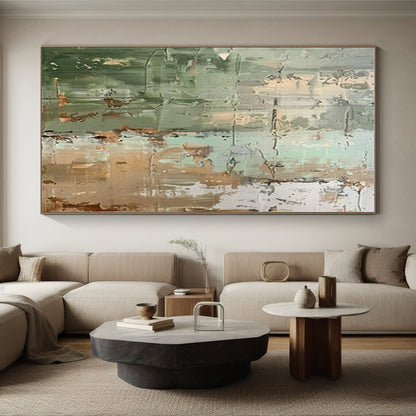 “Green - Gray - Brown Textured Abstract” ，Abstract Acrylic Painting CT0854