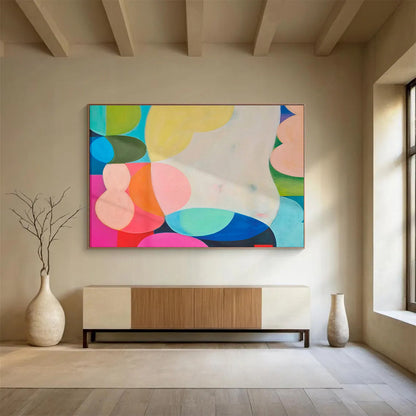 Colorful Geometric Abstract - Bold Shapes and Vibrant Hues Painting On Canvas DKH056