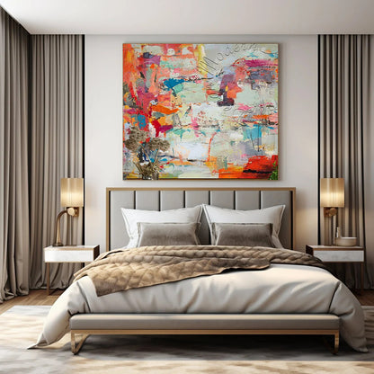 “Vibrant Mixed - Media Abstract” ，Mixed - Media Abstract Art CT0931