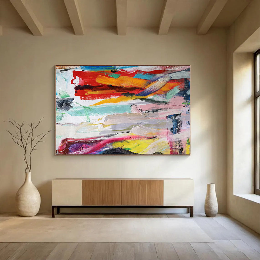 Bold Color Block Abstract Painting On Canvas DKH305