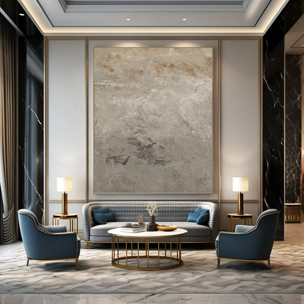 “Neutral Textured Background” - Gray & Brown Subtle Textured Painting On Canvas DKH0960