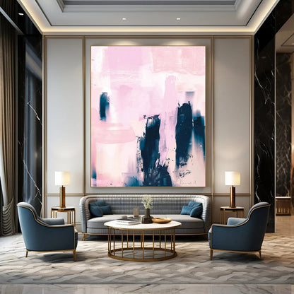 “Pink and Indigo Urban Abstract” - Abstract Expressionist Painting On Canvas DTP179