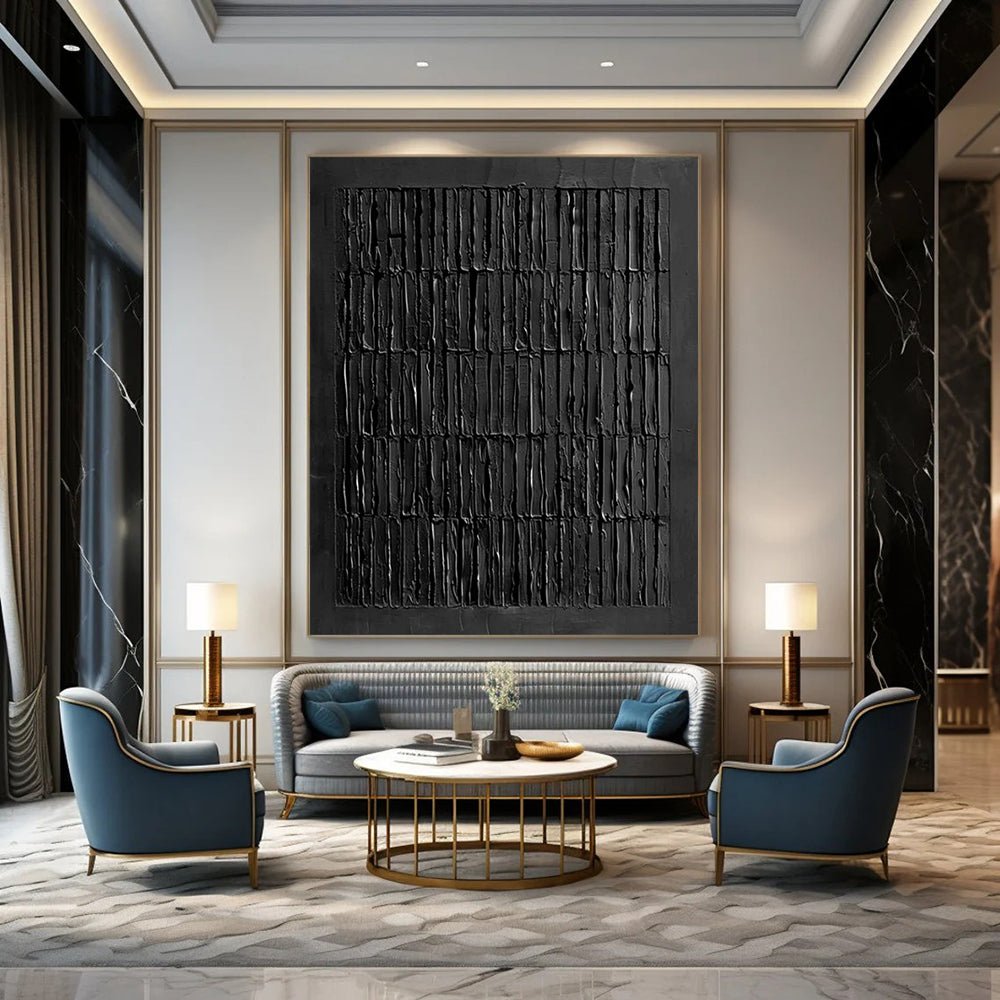 “Monochromatic Black Vertical Abstract” - Abstract Painting CT2364