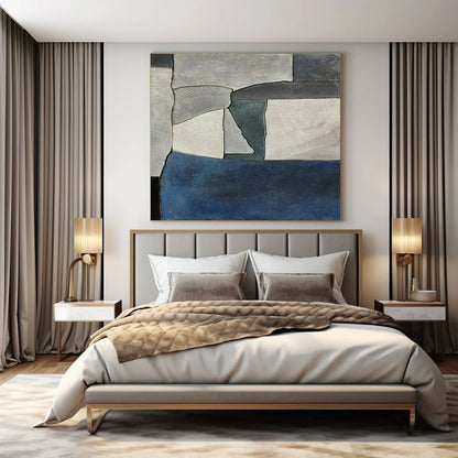 Grey - Blue Geometric Shapes - Minimalist Geometric Watercolor Painting CT1425