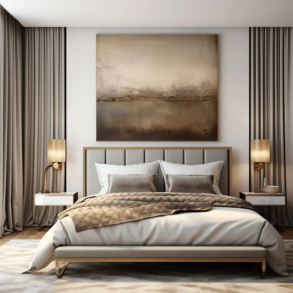 Beige & Brown Textured Gradient - "Earth’s Horizon" - Textured Abstract Painting CT1467