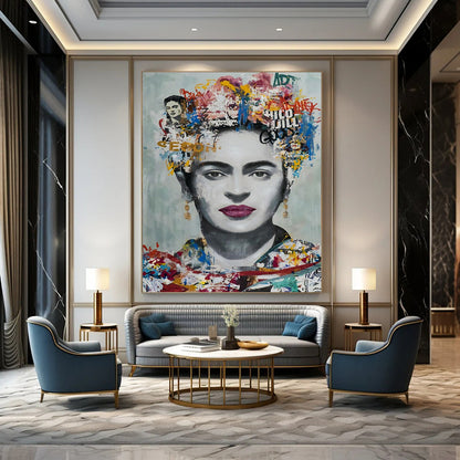 “Frida - Inspired Collage Portrait” - Colorful Collage Portrait Painting On Canvas CT2184
