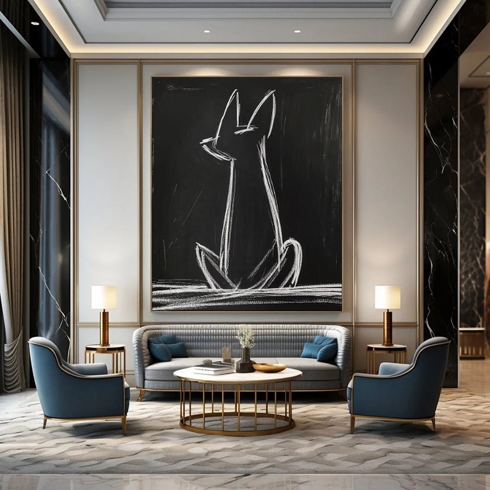 “White Cat Silhouette” - Minimalist Animal Art CT2027