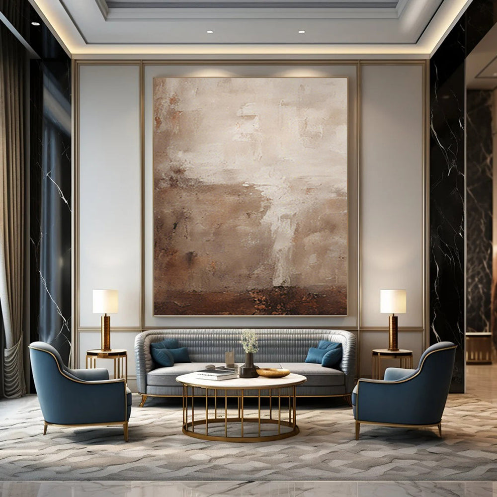 Subtle Tonal Abstract in Beiges and Whites - Abstract Painting On Canvas DKH1470