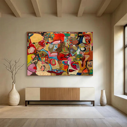 Colorful Abstract Composition - Abstract Expressionist Painting On Canvas DLZ240