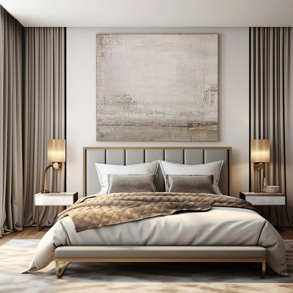 “Light Gray & Brown Textured Simplicity” – Abstract Minimalist Art CT0979