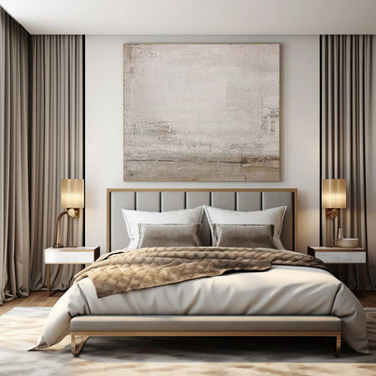 “Light Gray & Brown Textured Simplicity” – Abstract Minimalist Art CT0979