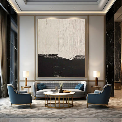 Black and White Minimalist Abstract - Abstract Painting On Canvas DKH1503