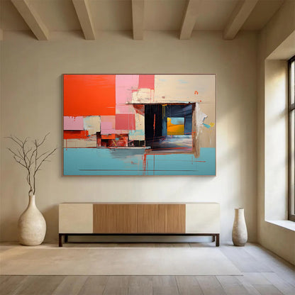 Abstract Architectural Forms - Abstract Architectural Painting On Canvas DKH640