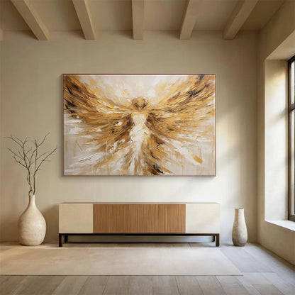 “Golden Winged Angel” Impasto Spiritual Painting On Canvas DLZ082
