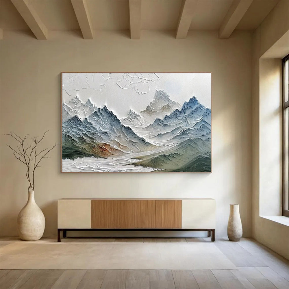 “Textured Colorful Mountain Range” Impasto Landscape Painting On Canvas DKH453