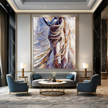 “Wild - Mane Horse” - Dynamic Equine Oil Painting On Canvas DKH1653