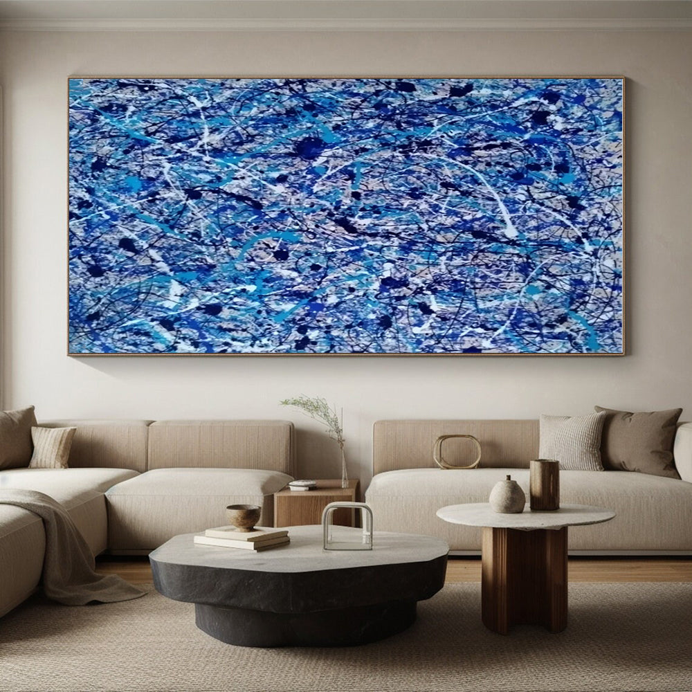 “Blue Drip Chaos” ，Abstract Expressionist Drip Art CT0886