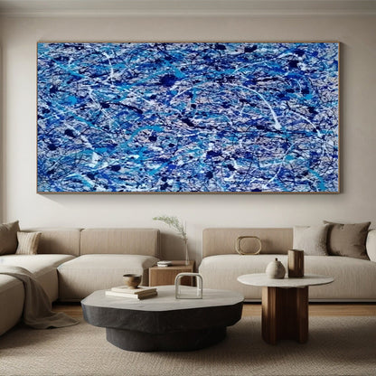 “Blue Drip Chaos” ，Abstract Expressionist Drip Art CT0886