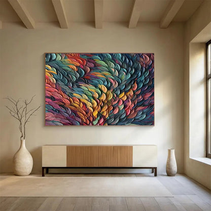 “Colorful Textured Waves” - Dynamic Abstract Painting On Canvas DKH857
