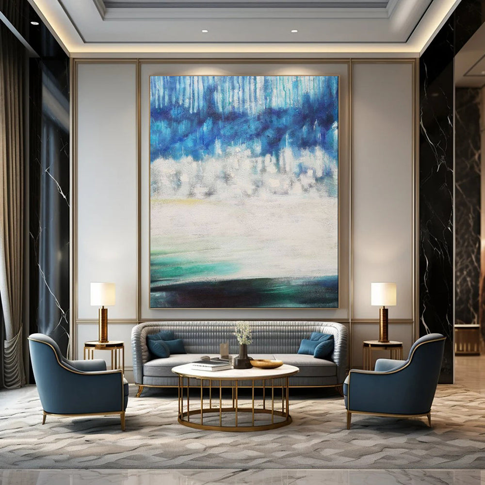“Blue - White Layered Natural Mood” - Abstract Natural Landscape Oil Painting CT1974