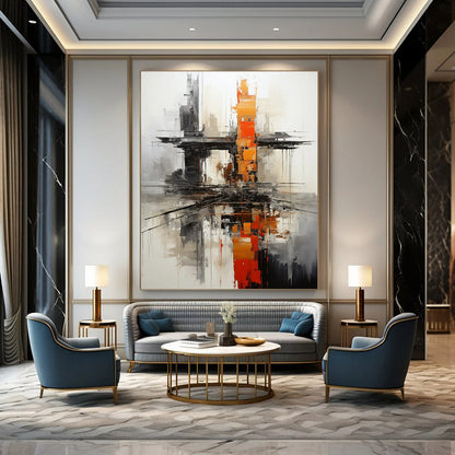 Urban Abstract Reflection - Cityscape - Inspired Abstract Painting On Canvas CT2265